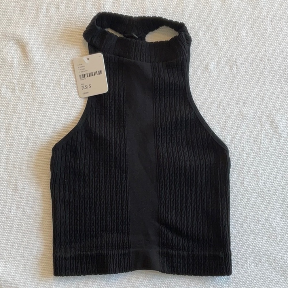 Free People “Intimately” soft black racer back cropped top size XS/S